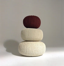 Load image into Gallery viewer, Handmade Round Knitted Pouf | Marsala | 50x35cm
