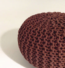 Load image into Gallery viewer, Handmade Round Knitted Pouf | Marsala | 50x35cm
