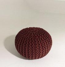Load image into Gallery viewer, Handmade Round Knitted Pouf | Marsala | 50x35cm

